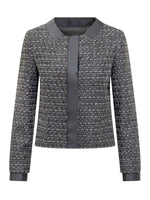 Blue Textured Round Neck Jacket 1
