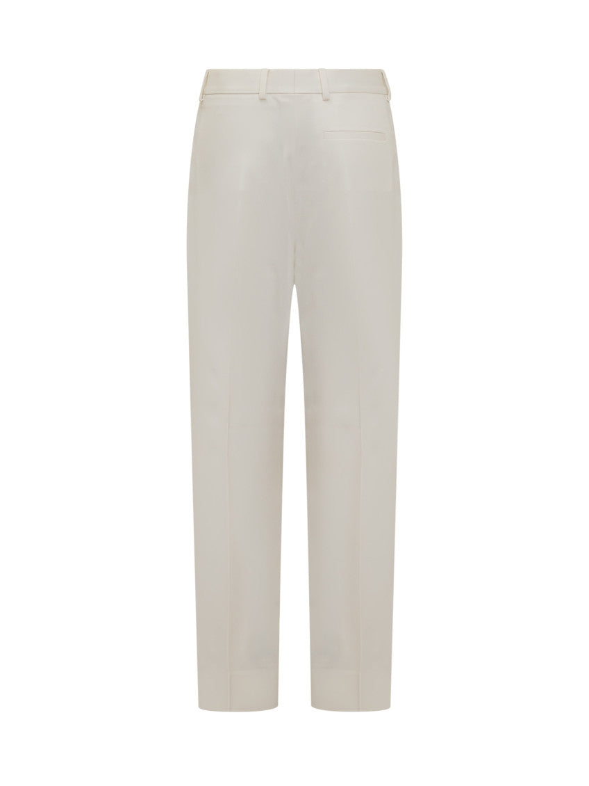 White Relaxed Flat Front Pants 2