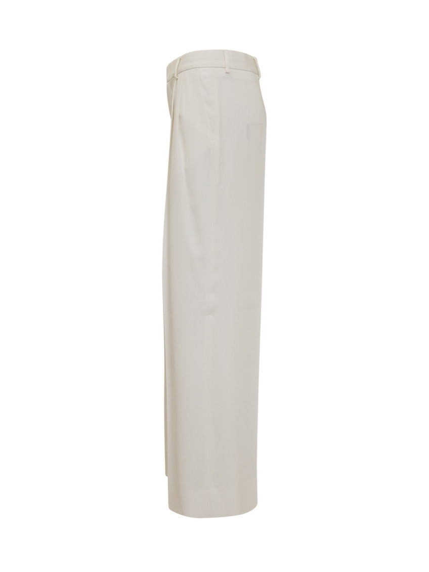 White Relaxed Flat Front Pants 3