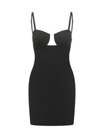 Black Solid V Neck Mini Dress 1