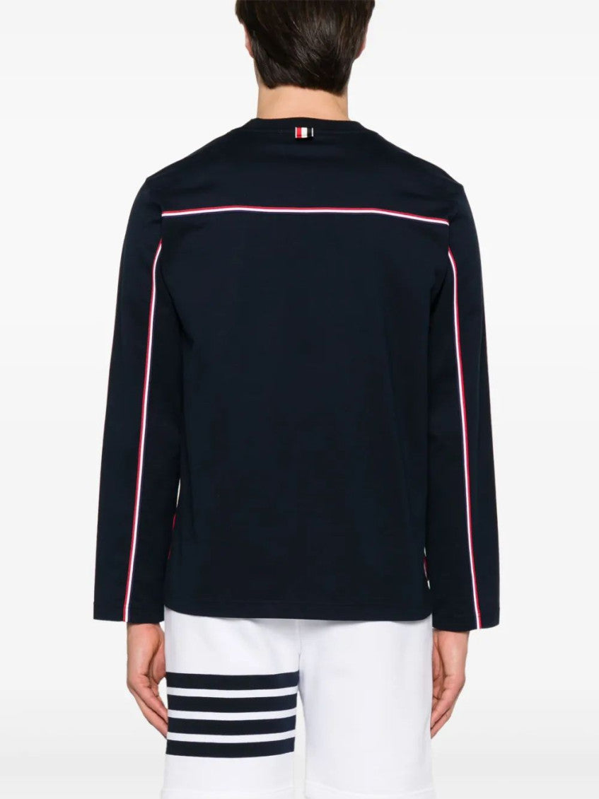 Navy Blue Long Sleeves Cotton T-Shirt 3