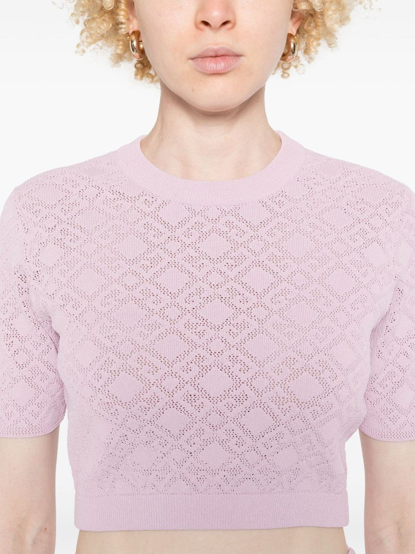 Light Pink logo-knit crop top 4
