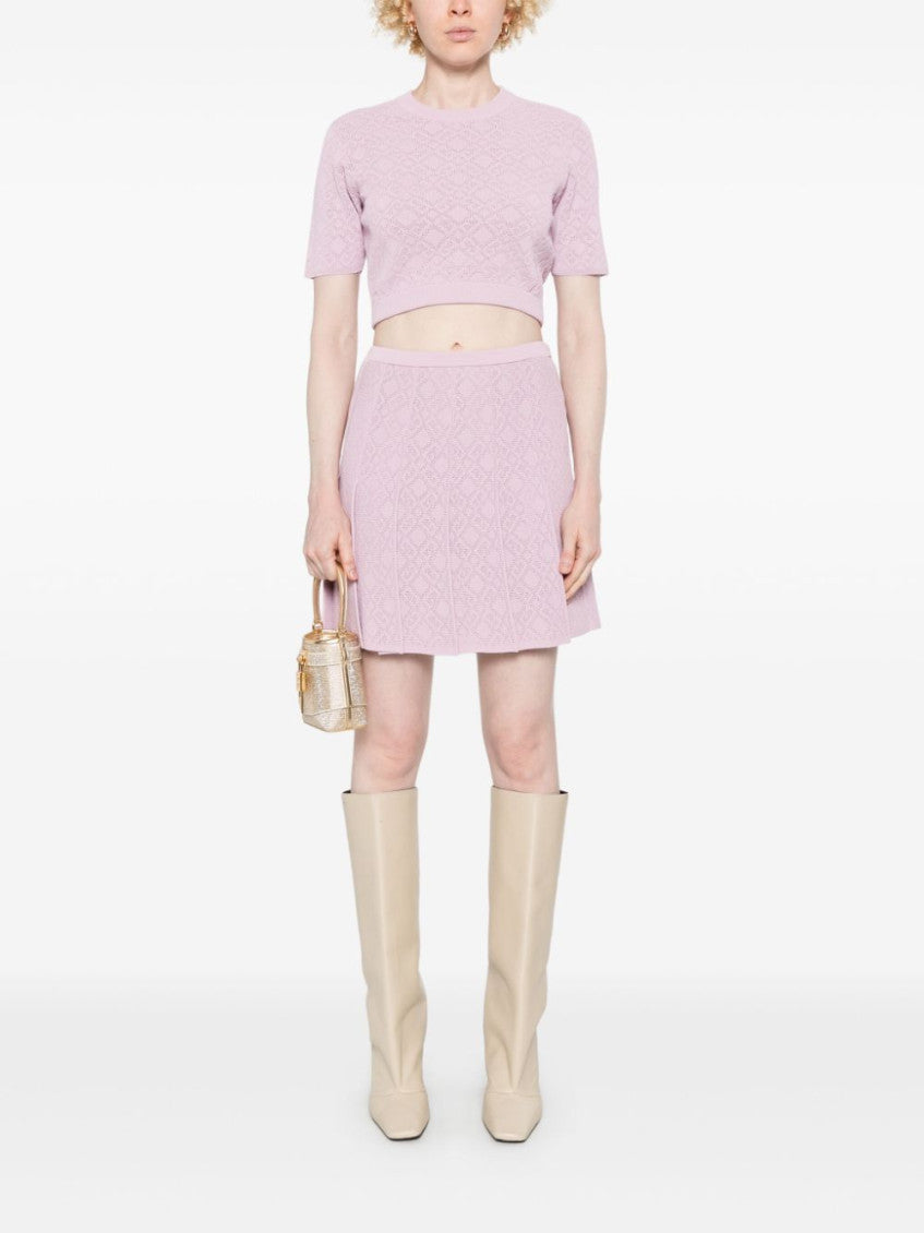 Light Pink logo-knit crop top 5