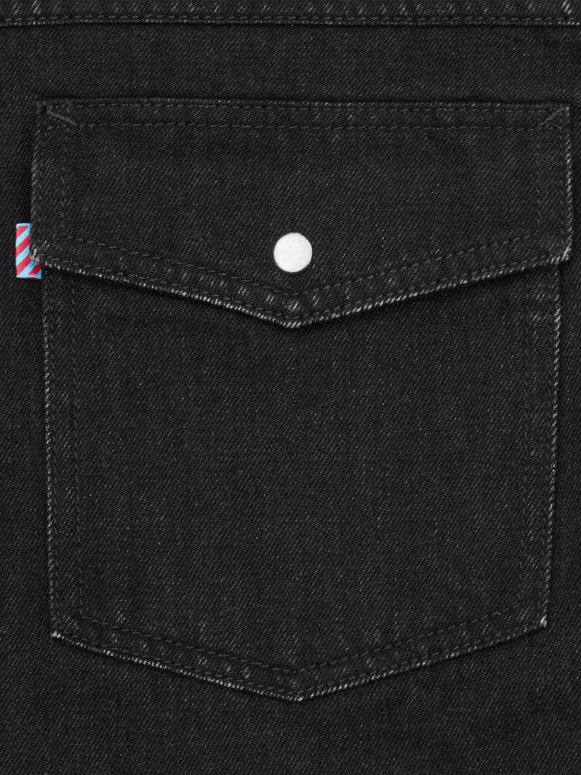 Black Long Sleeves Denim Shirt 2
