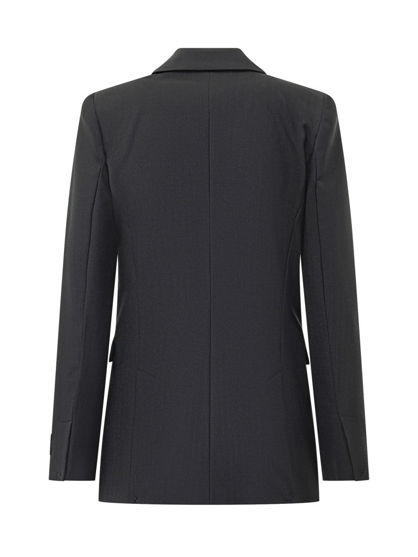 Navy Solid Notched Lapel Blazer 2