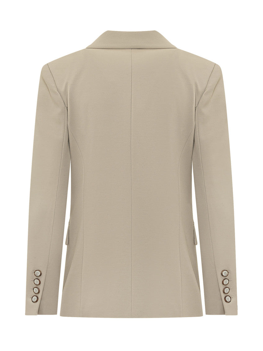 Beige Solid Notched Lapel Blazer 2