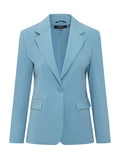 Blue Solid Notched Lapel Blazer 1