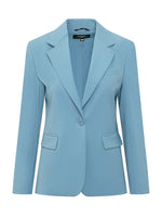 Blue Solid Notched Lapel Blazer 1