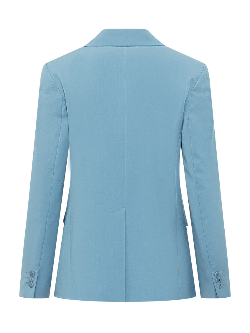 Blue Solid Notched Lapel Blazer 2