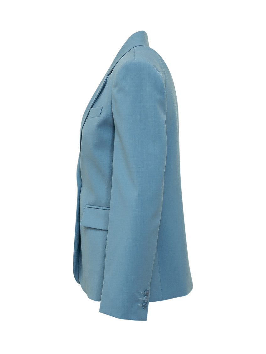 Blue Solid Notched Lapel Blazer 3