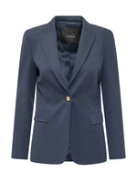 Blue Solid Notched Lapel Blazer 1