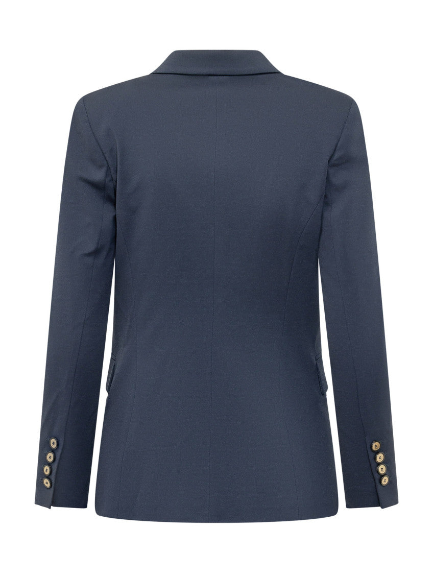 Blue Solid Notched Lapel Blazer 2