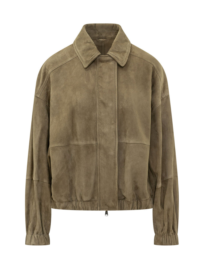 Olive Solid Shirt Collar Jacket 1