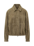 Olive Solid Shirt Collar Jacket 1