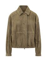 Olive Solid Shirt Collar Jacket 1