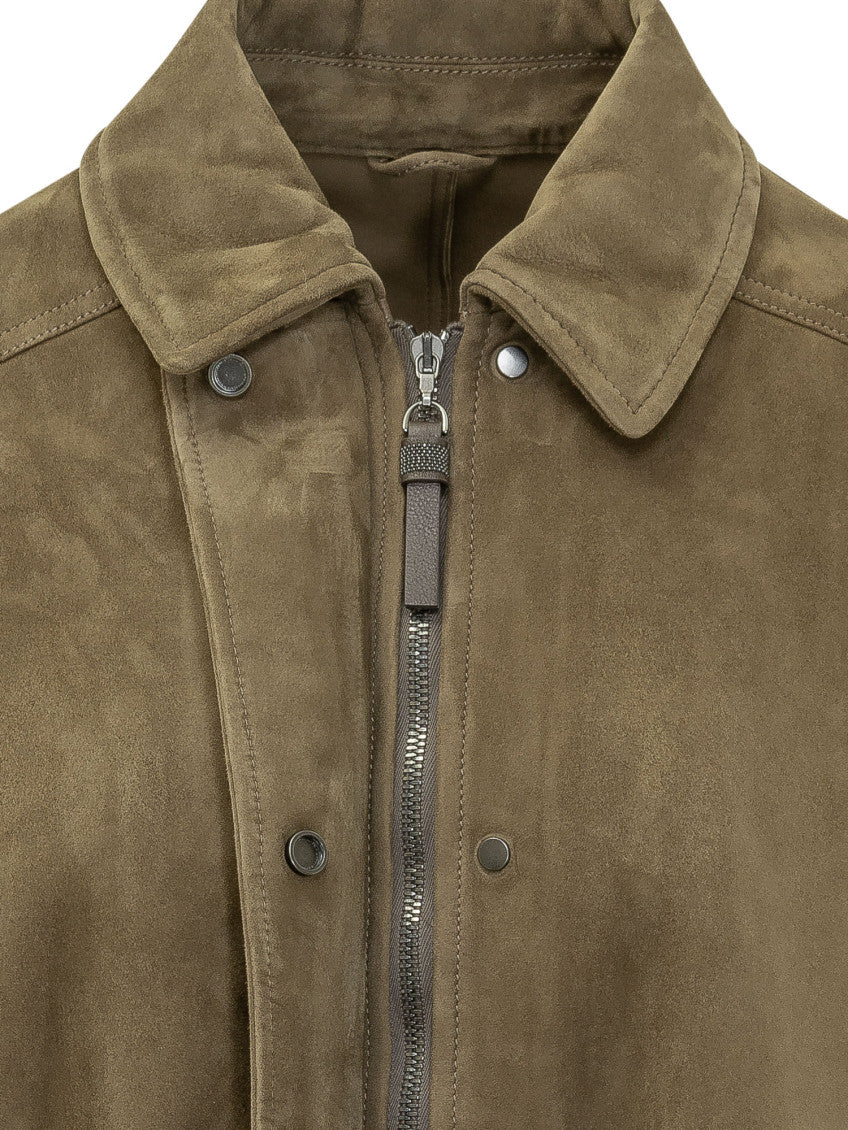 Olive Solid Shirt Collar Jacket 4