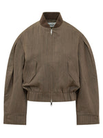 Brown Textured Mock Collar Jacket 1