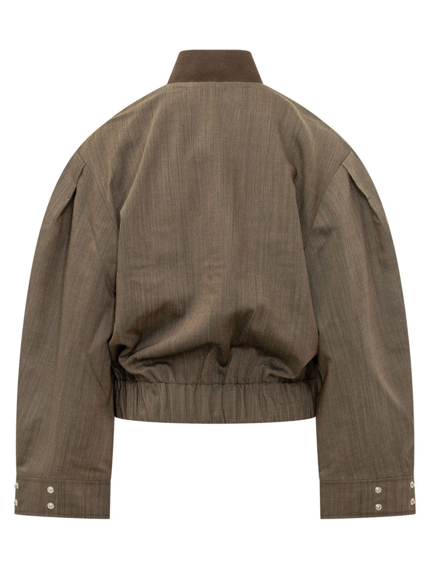 Brown Textured Mock Collar Jacket 2
