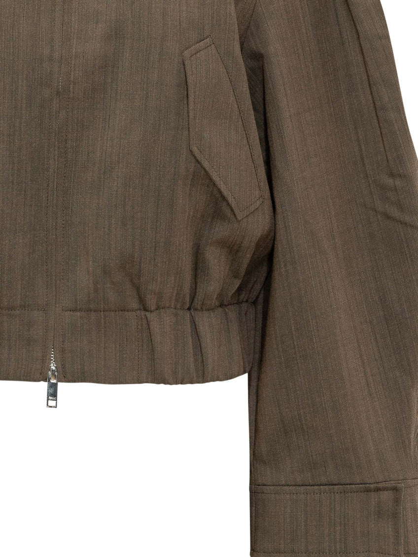 Brown Textured Mock Collar Jacket 4