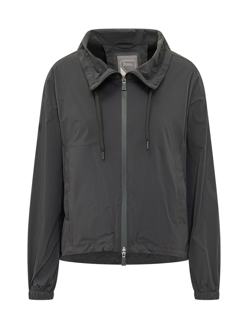 Black Solid Shirt Collar Jacket 1