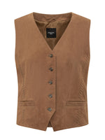 Brown Solid V Neck Jacket 1