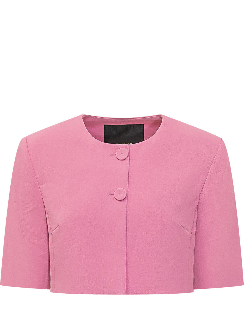 Pink Round Neck Crop Jacket 1