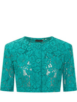 Green Floral Round Neck Jacket 1