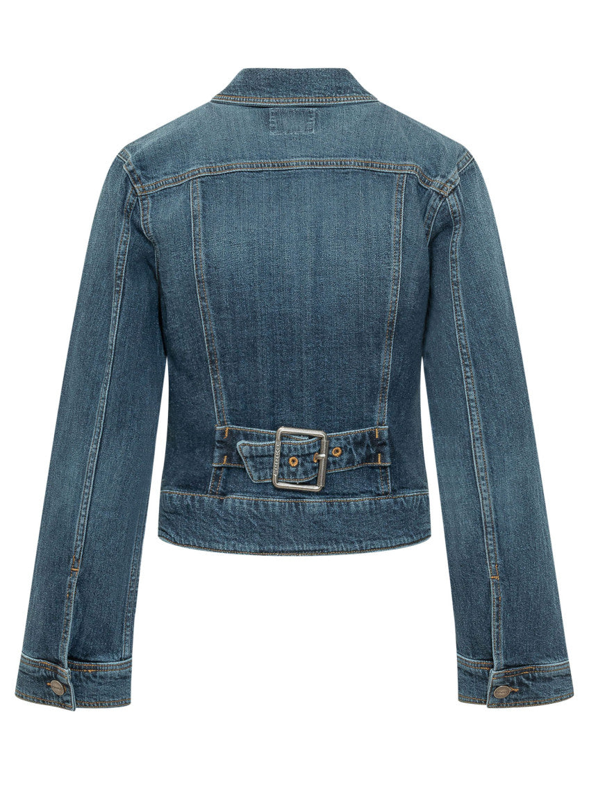Blue Solid Shirt Collar Jacket 2