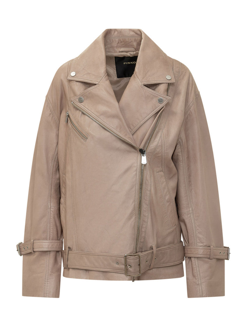 Beige Solid Notched Lapel Jacket 1