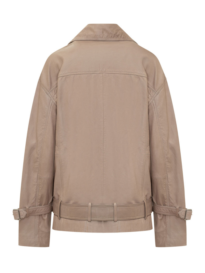 Beige Solid Notched Lapel Jacket 2
