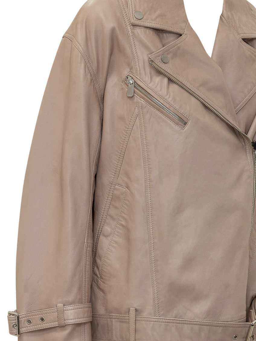 Beige Solid Notched Lapel Jacket 4