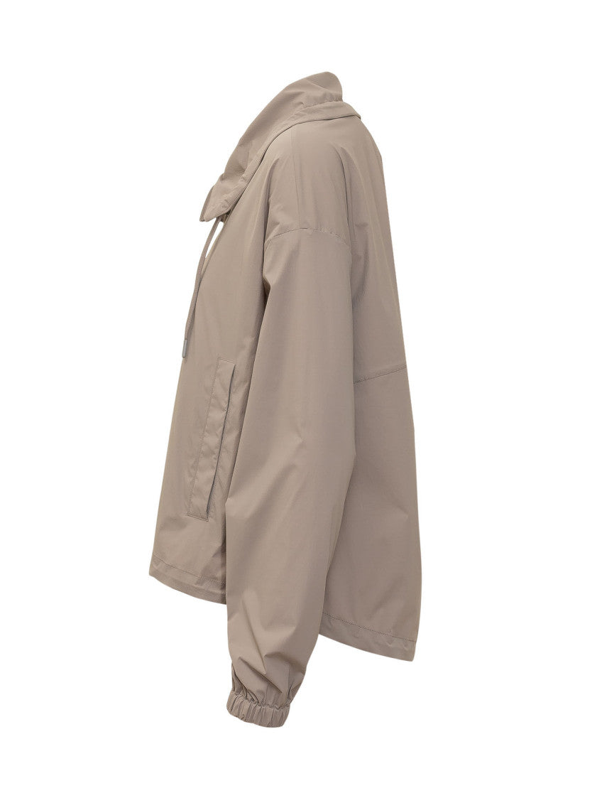 Beige Solid Shirt Collar Jacket 3
