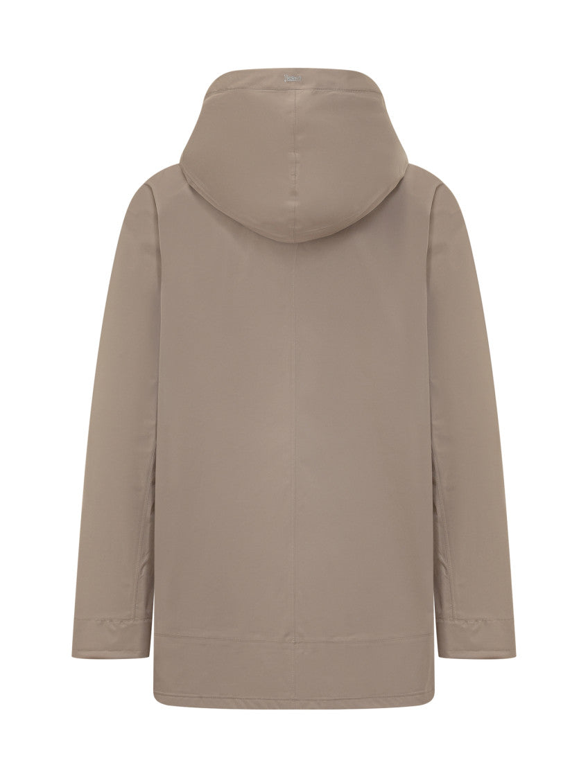 Beige Solid Hood Jacket 2