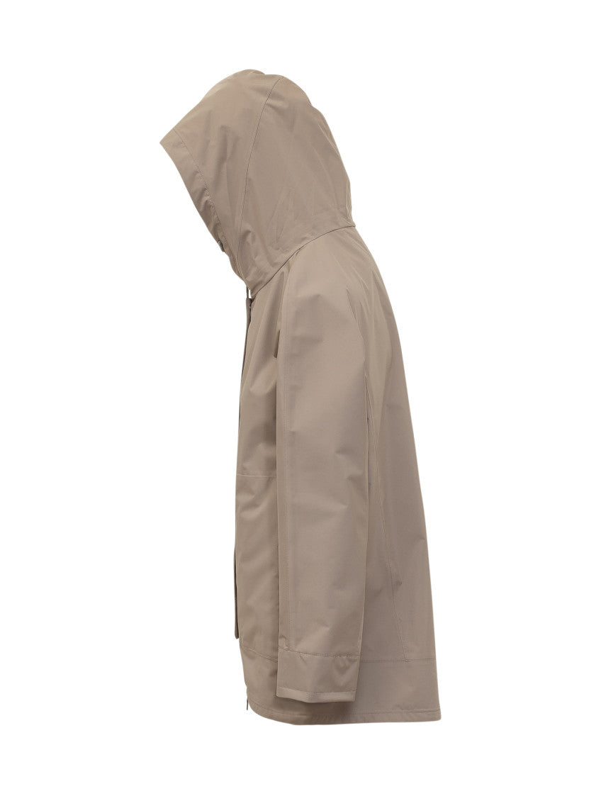 Beige Solid Hood Jacket 3