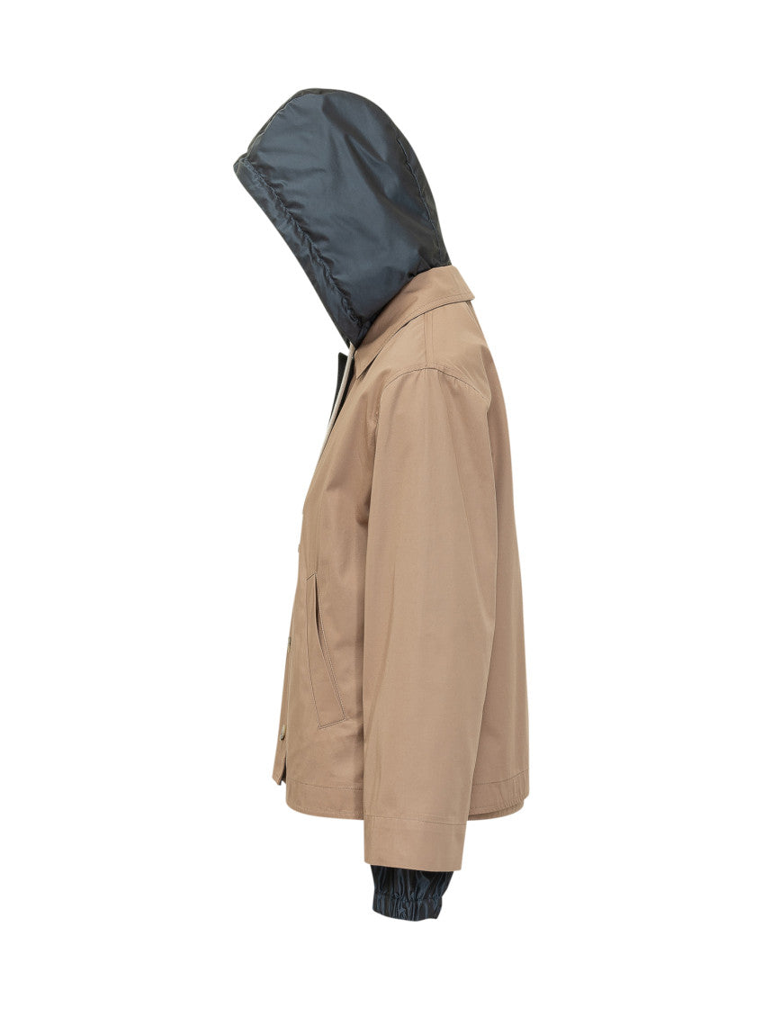 Beige Solid Hood Jacket 3