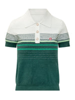 Green Stripes Shirt Collar Polo 1
