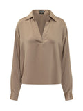 Beige Solid Shirt Collar Polo 1