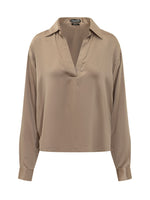 Beige Solid Shirt Collar Polo 1