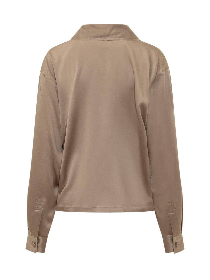 Beige Solid Shirt Collar Polo 2