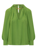 Green Solid V Neck Top 1
