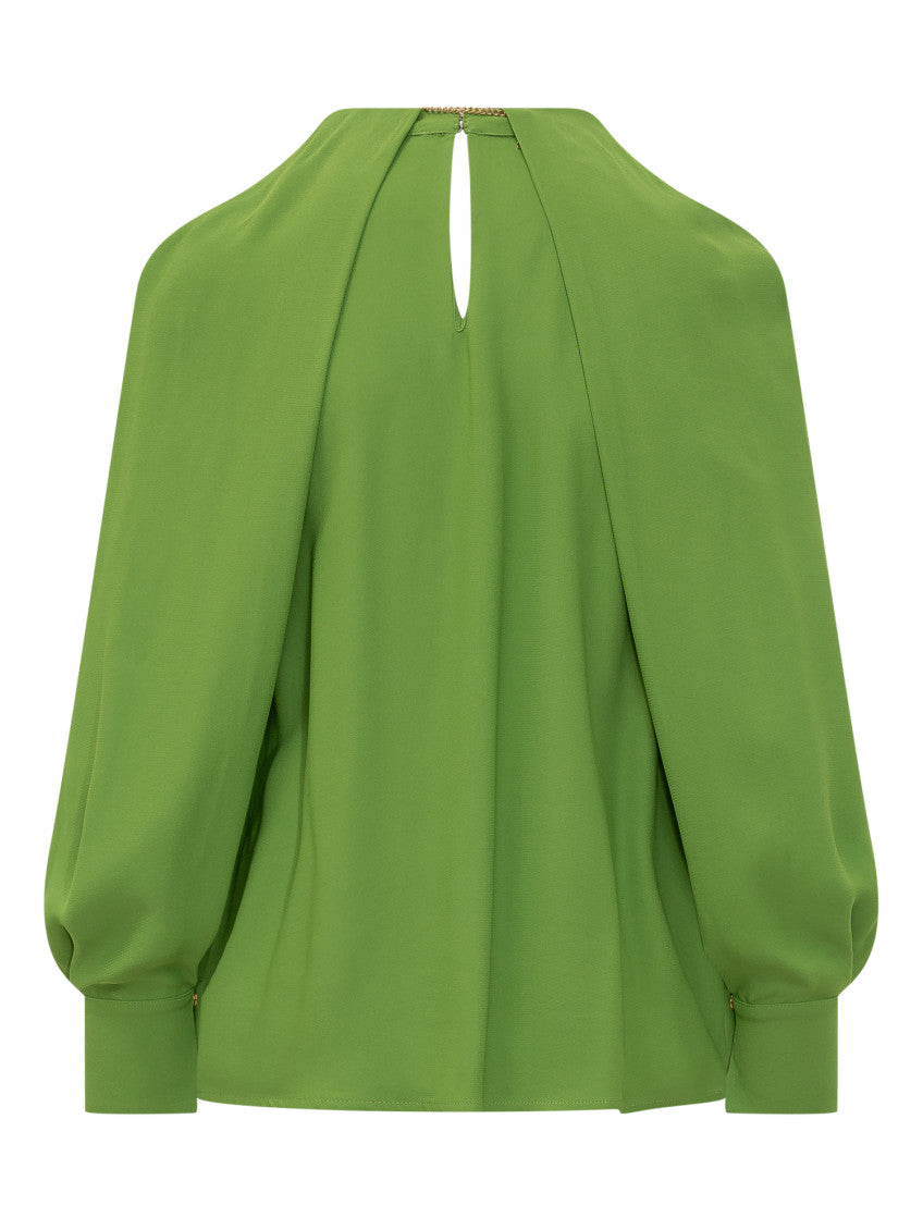 Green Solid V Neck Top 2