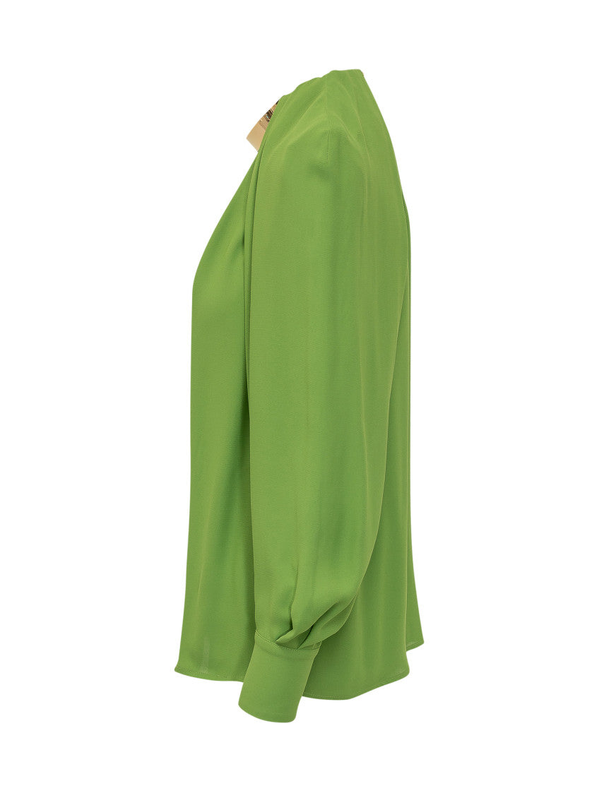 Green Solid V Neck Top 3