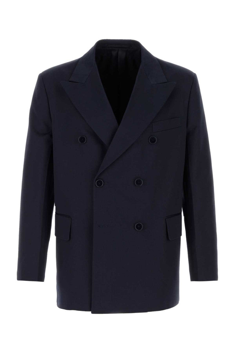 Navy Blue Peaked Lapel Blazer 1