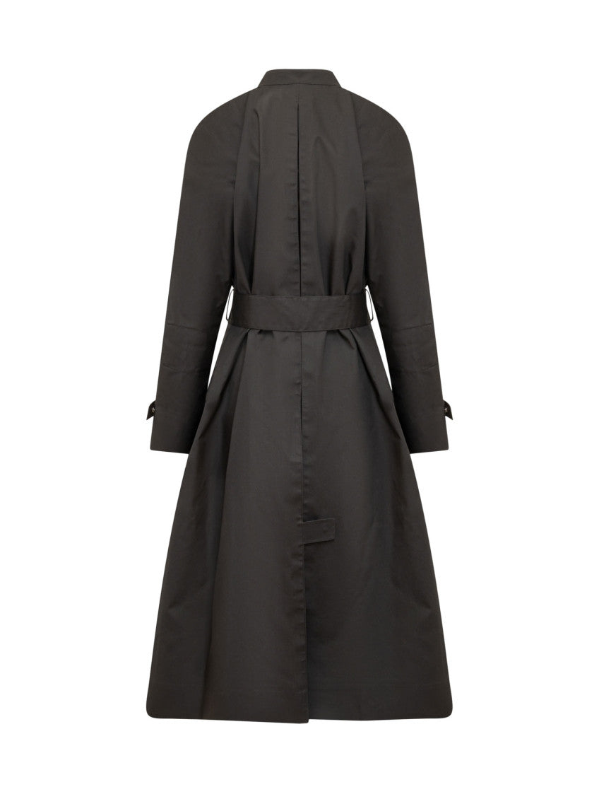 Black Band Collar Trench Coat 2