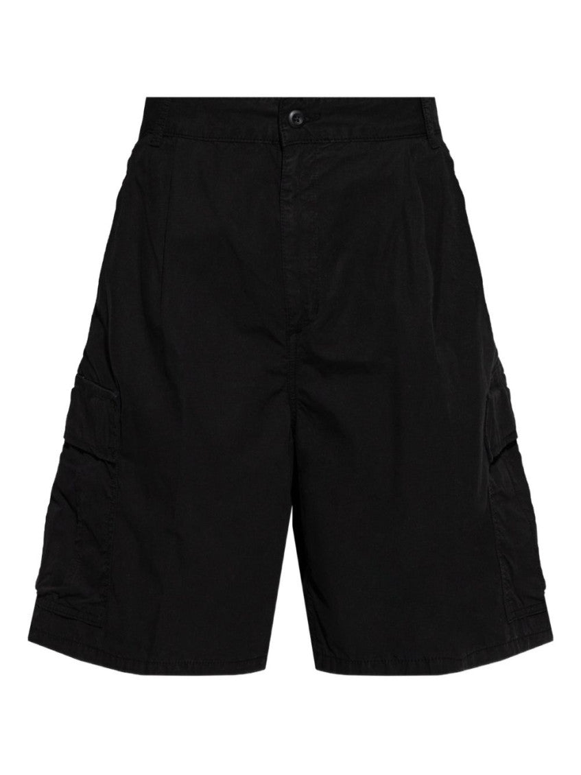 Black Solid Cargo Shorts 1