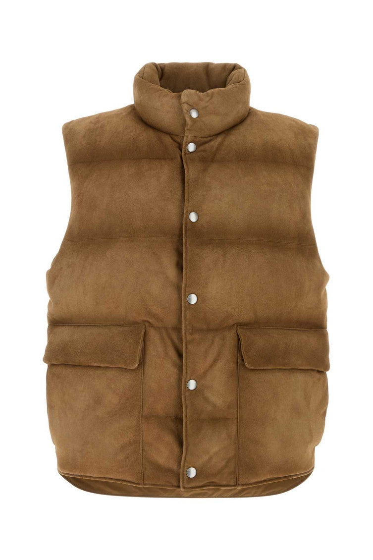 Brown Solid Sleeveless Jacket 1