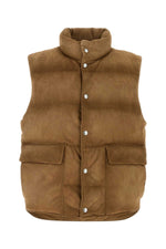 Brown Solid Sleeveless Jacket 1