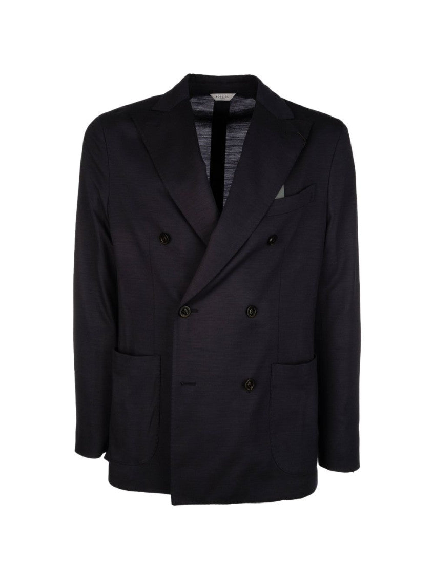 Dark Blue Peaked Lapel Blazer 1
