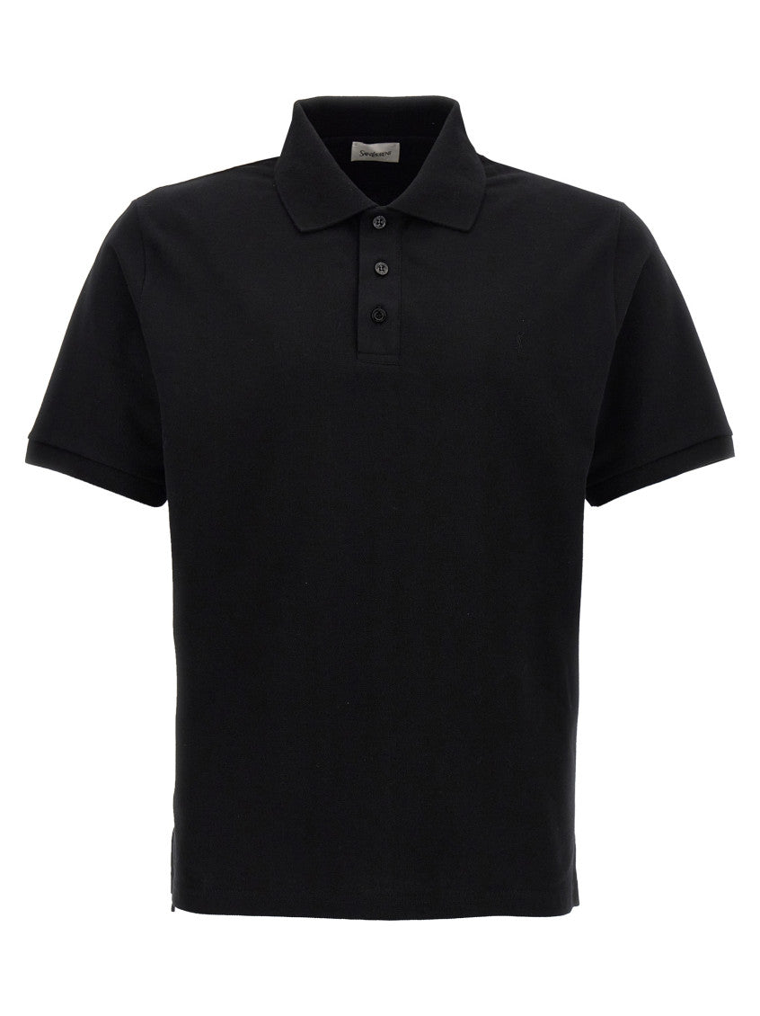 Black Logo embroidery polo shirt 1