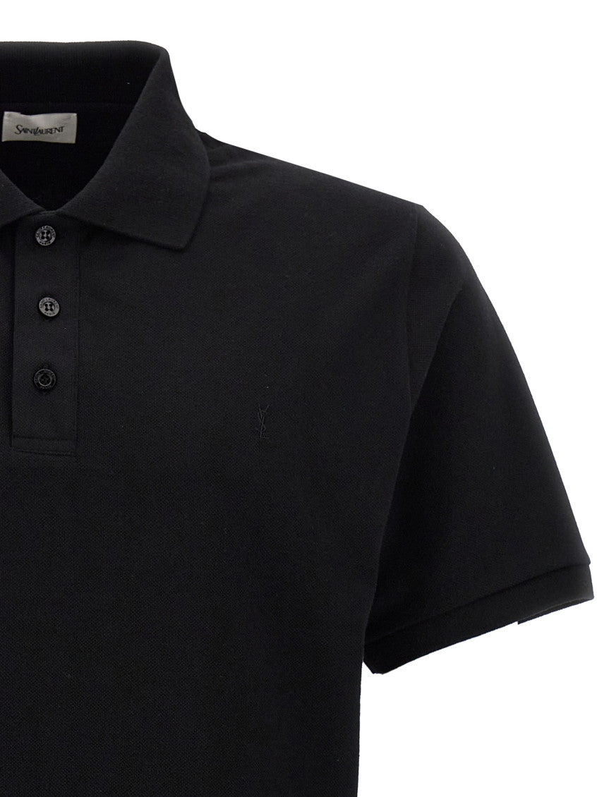 Black Logo embroidery polo shirt 3